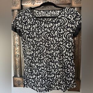 Express Black and White Lace Blouse
